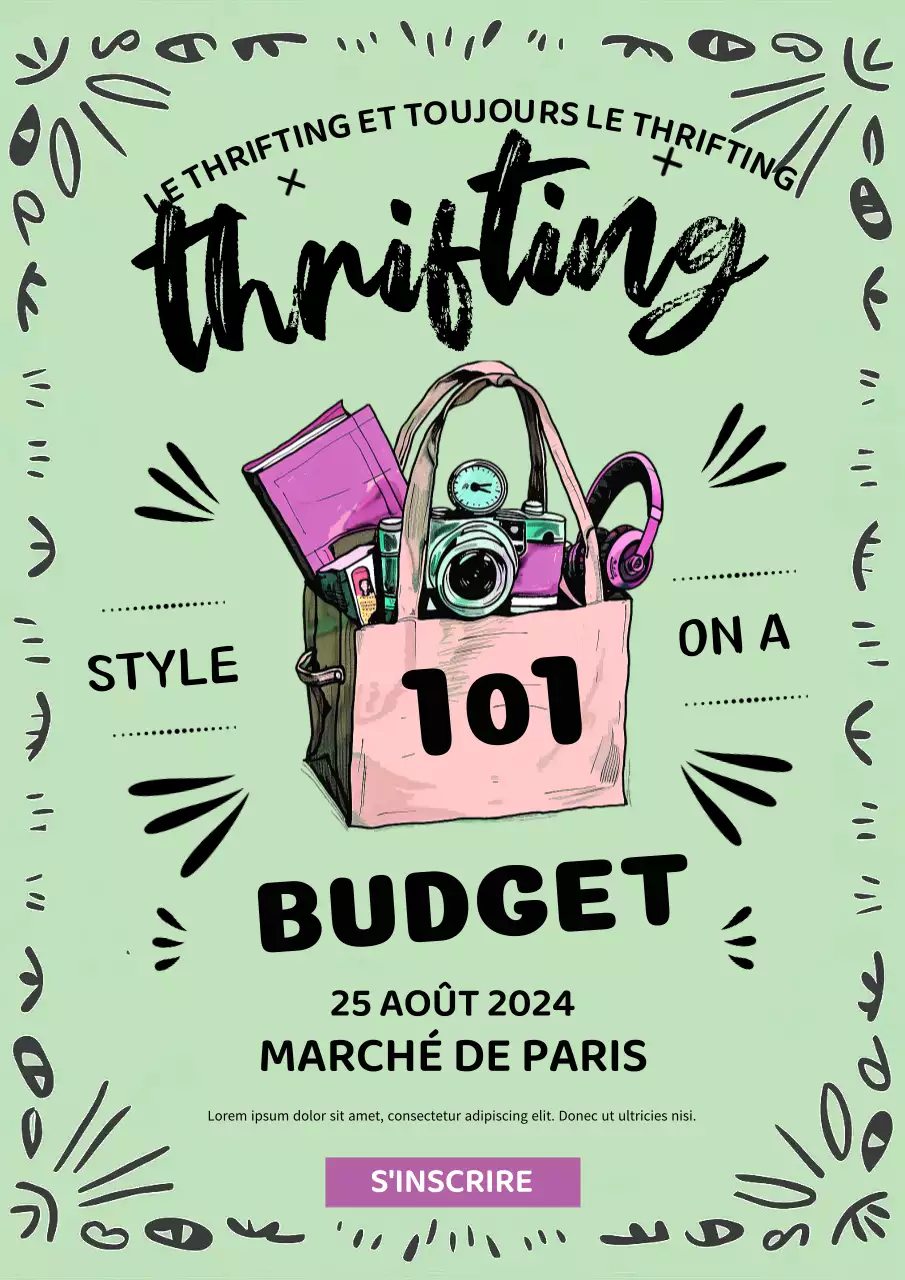 Green Thrifting shop vintage poster