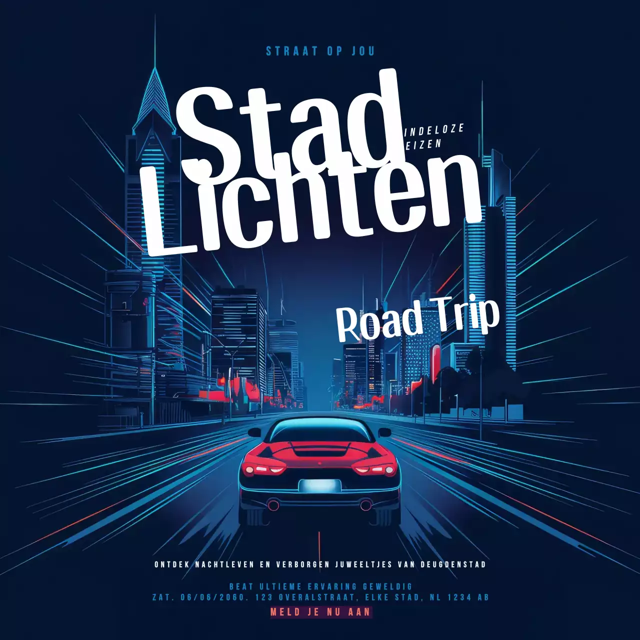 Blue Modern City Lights Road Trip Advertentie