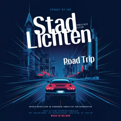 Blue Modern City Lights Road Trip Advertentie
