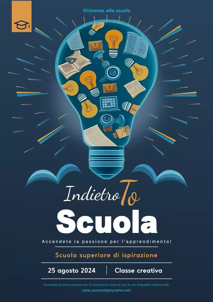 Poster blu Poster di ritorno a scuola