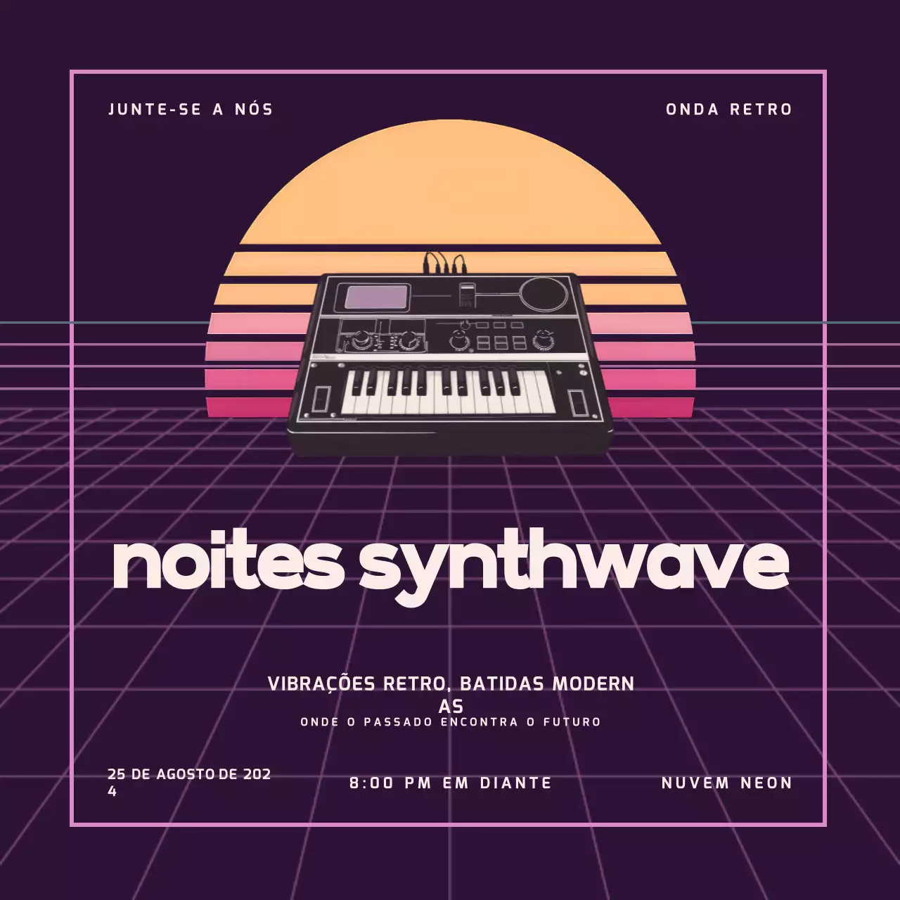 Promoção do evento de música Purple Retro Night