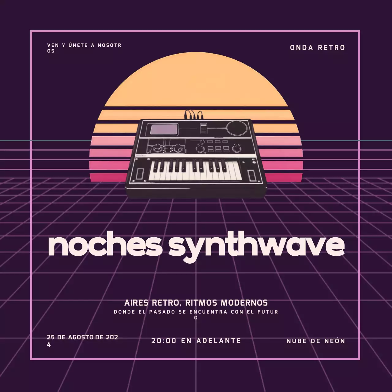 Promoción del evento musical Purple Retro Night