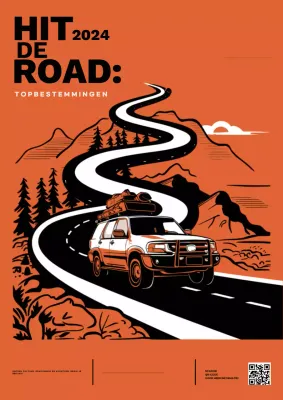 Oranje en zwart Retro Reisbestemmingen Promotie