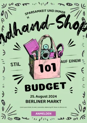 Grüner Thrifting-Shop Vintage-Poster