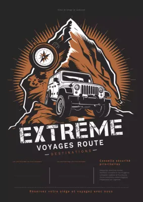 Flyer Retro Retro Extreme Road Trips marron et blanc