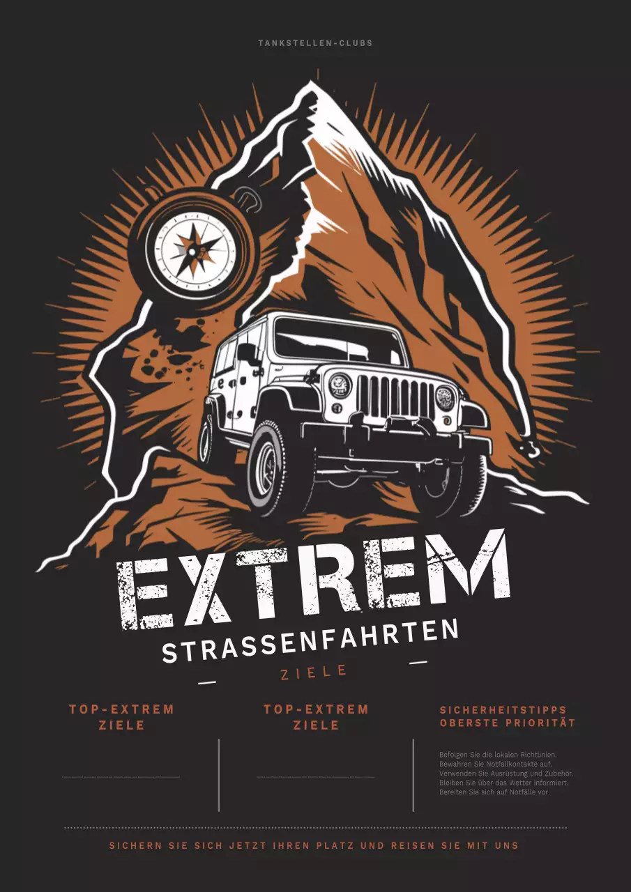 Braun und Weiß Retro Extreme Road Trips Flyer