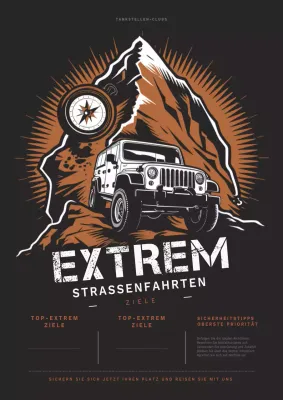 Braun und Weiß Retro Extreme Road Trips Flyer