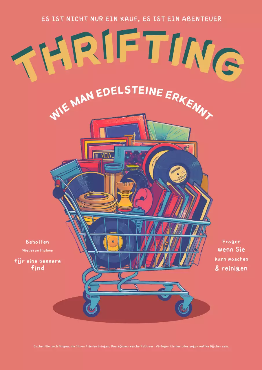 Rotes und grünes Thrifting Retro-Poster