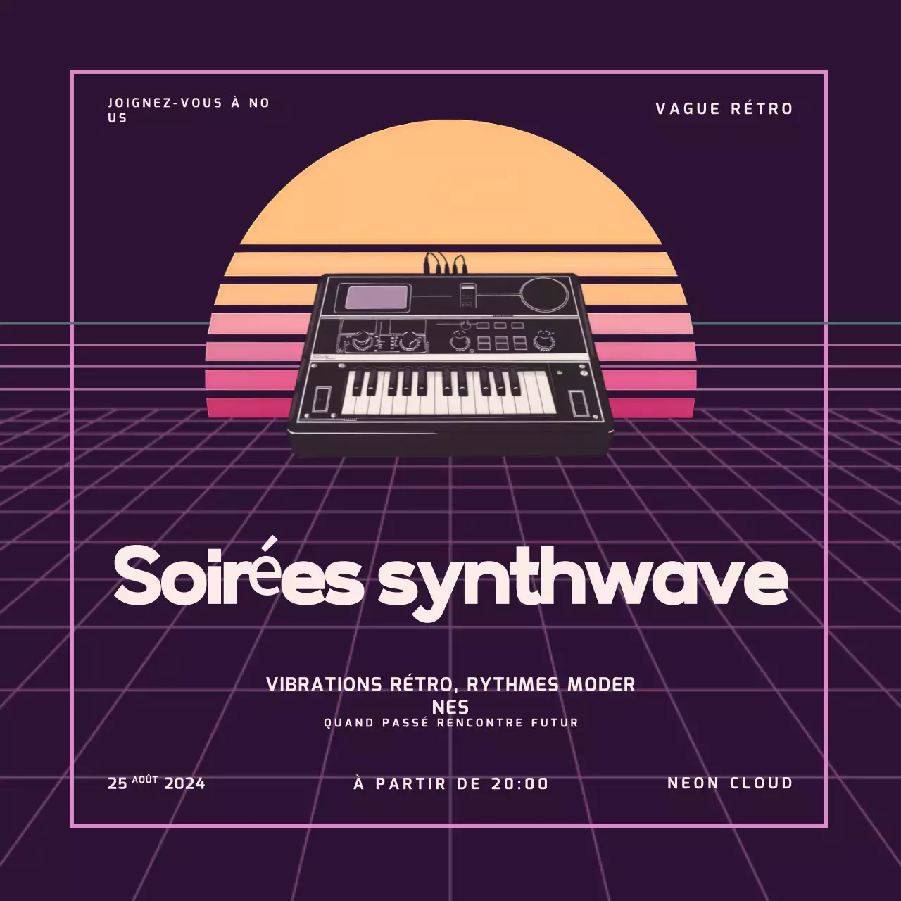 Promotion de l'événement musical Purple Retro Night