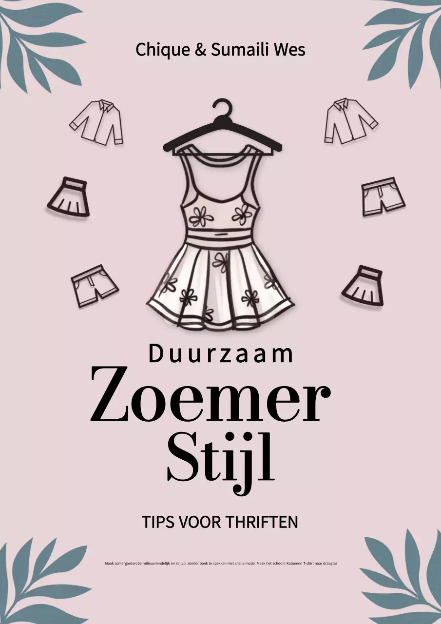 Beige en roze kringloopwinkelposter