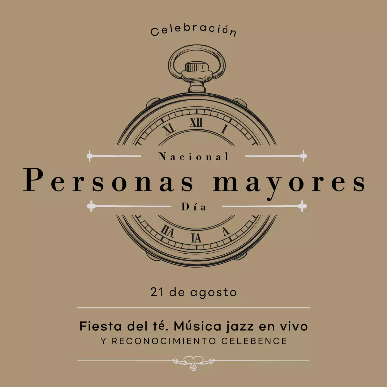 Khaki Minimal Publicidad del Día Nacional de las Personas Mayores