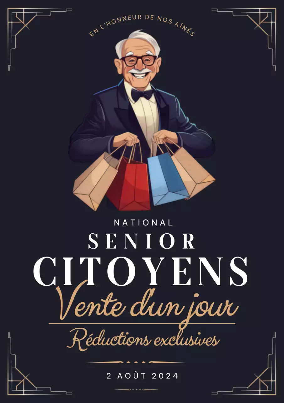 Flyer de vente de la journée nationale des seniors Navy Luxury