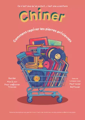 Affiche rétro rouge et verte Thrifting