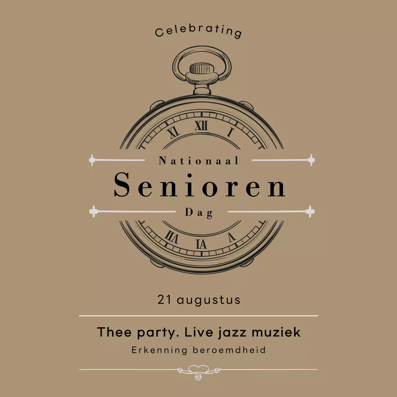 Khaki Minimal National Senior Citizens Day Publiciteitsevenement