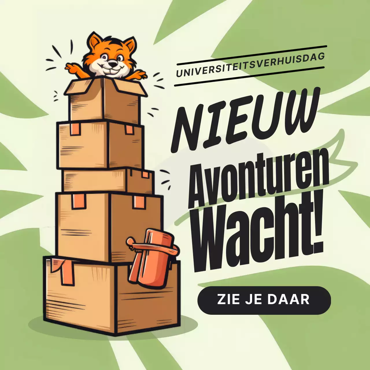 groen en wit eenvoudige universiteit move in day promotie