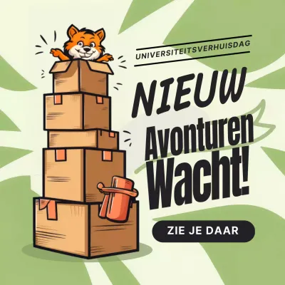 groen en wit eenvoudige universiteit move in day promotie