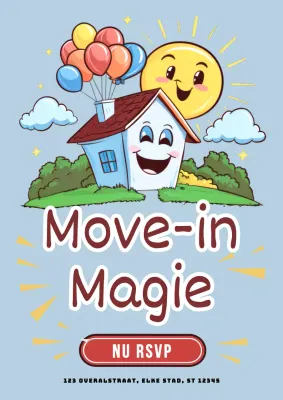 blauw en geel eenvoudige inloopdag uitnodiging