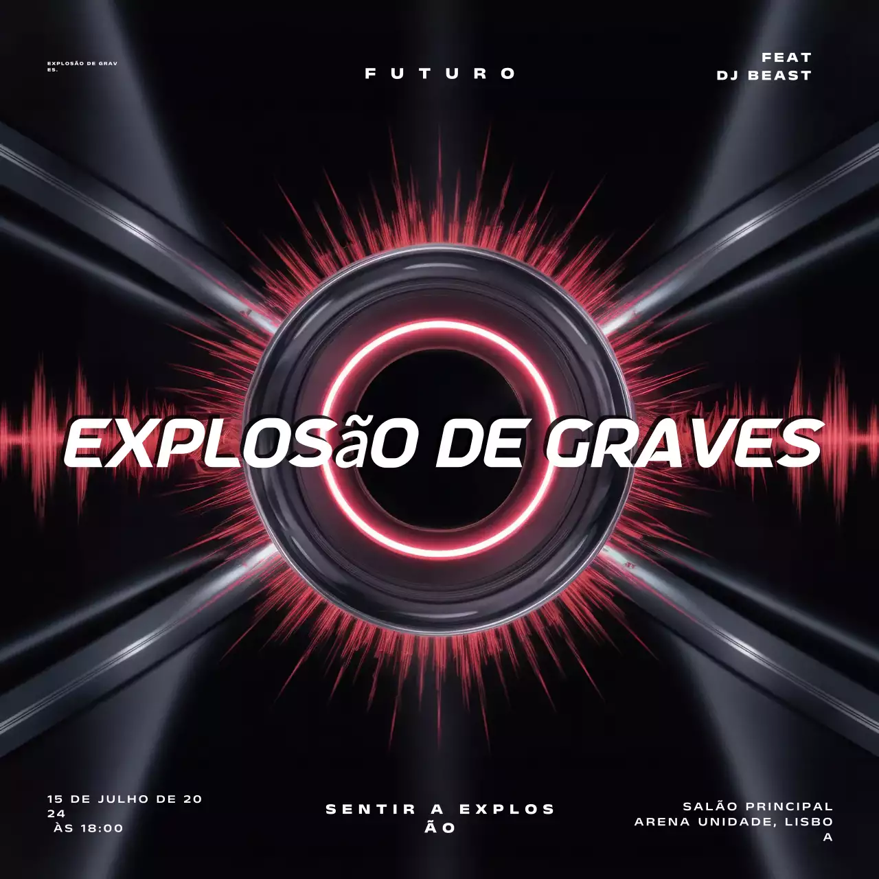 Black Simple Bass Blast Night Promoção de eventos musicais