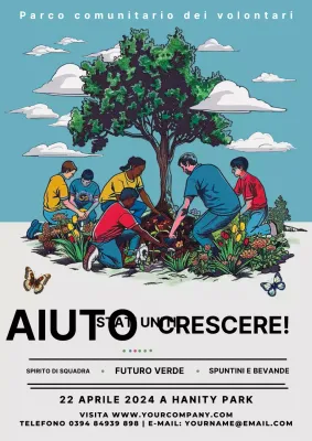 Promozione del parco comunitario per volontari vintage blu e grigi