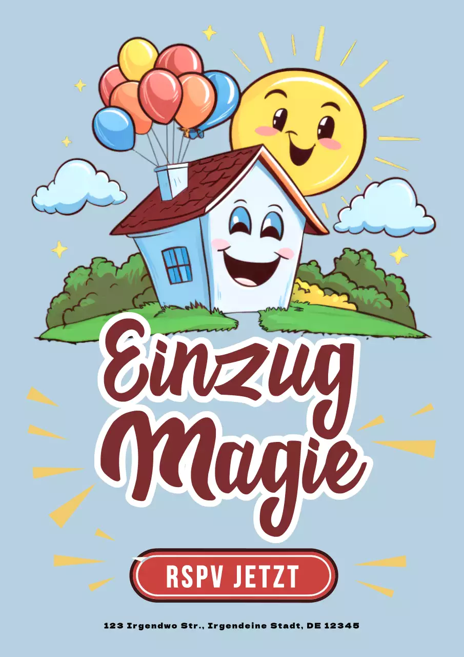 blau und gelb einfach einziehen Tag Einladung