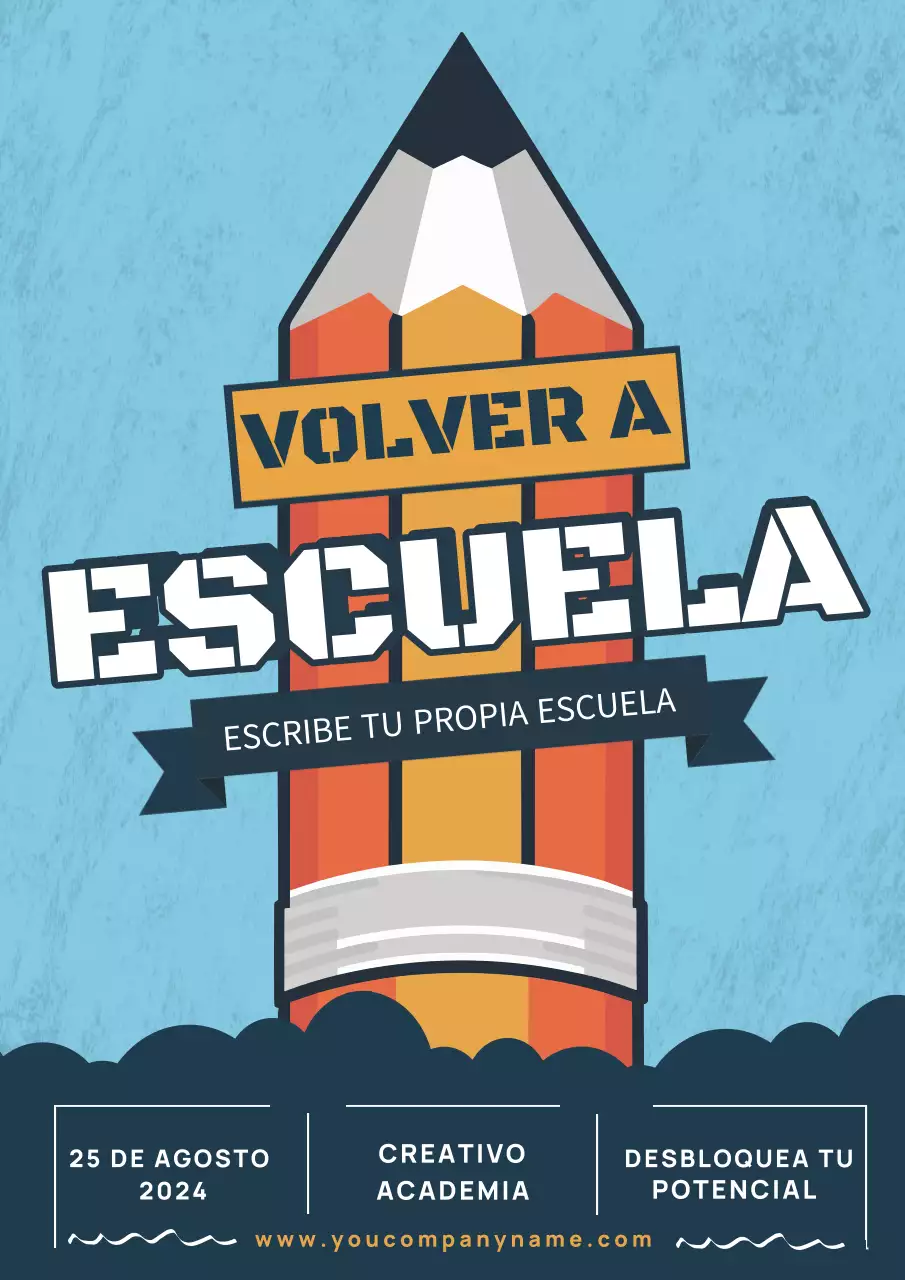 Cartel azul y naranja Cartel de la vuelta al cole