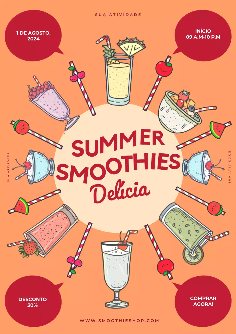 promoção de smoothies de verão pop laranja e castanho