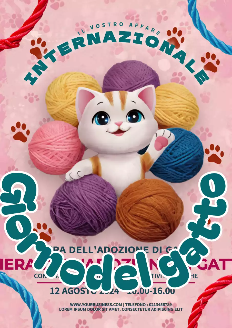 Promozione giorno gatto moderno rosa e verde