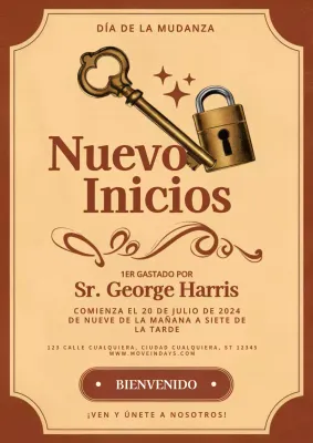 beige y marron vintage invitacion dia de la mudanza