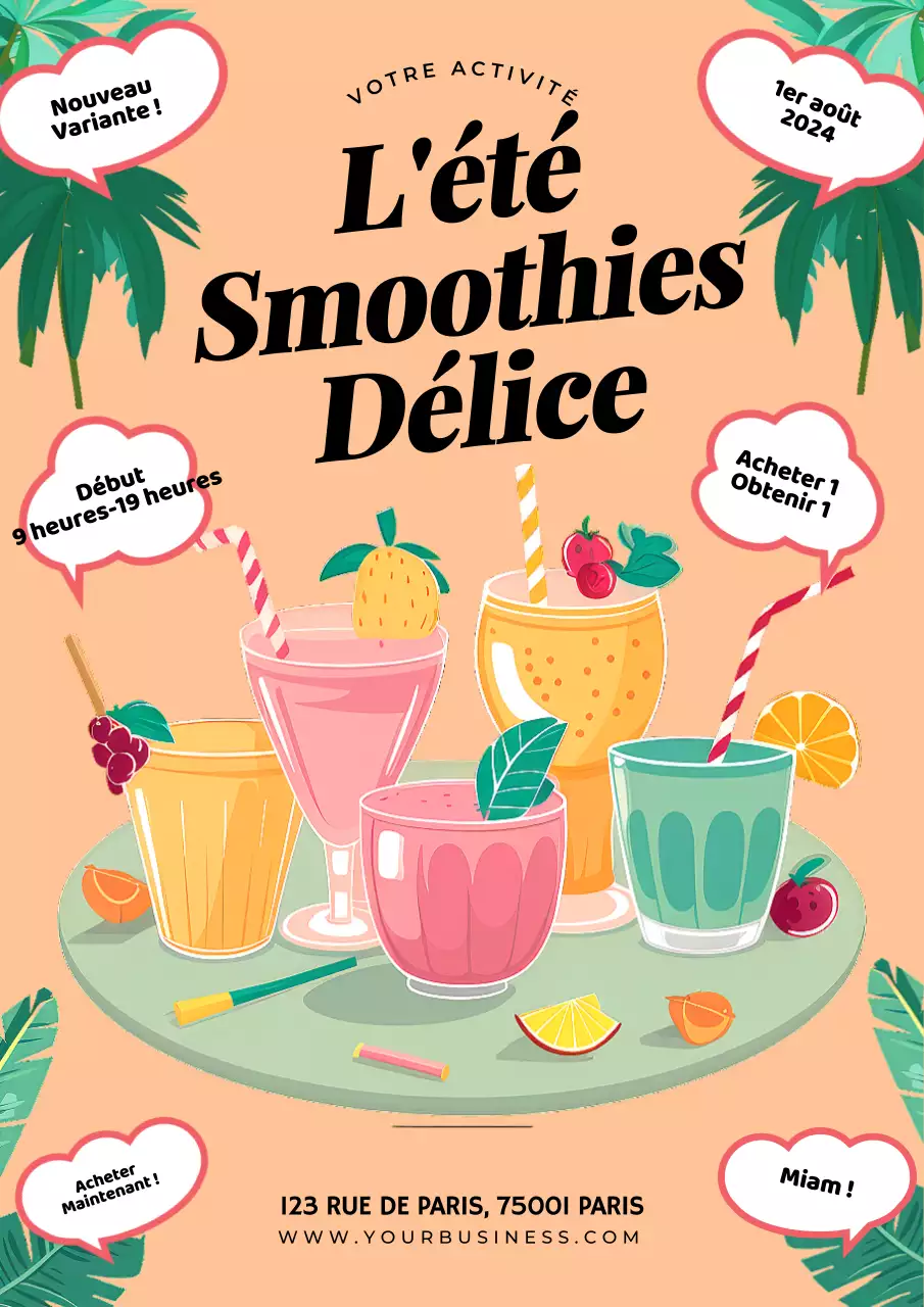 rose et vert smoothies modernes d'été promotion des boissons