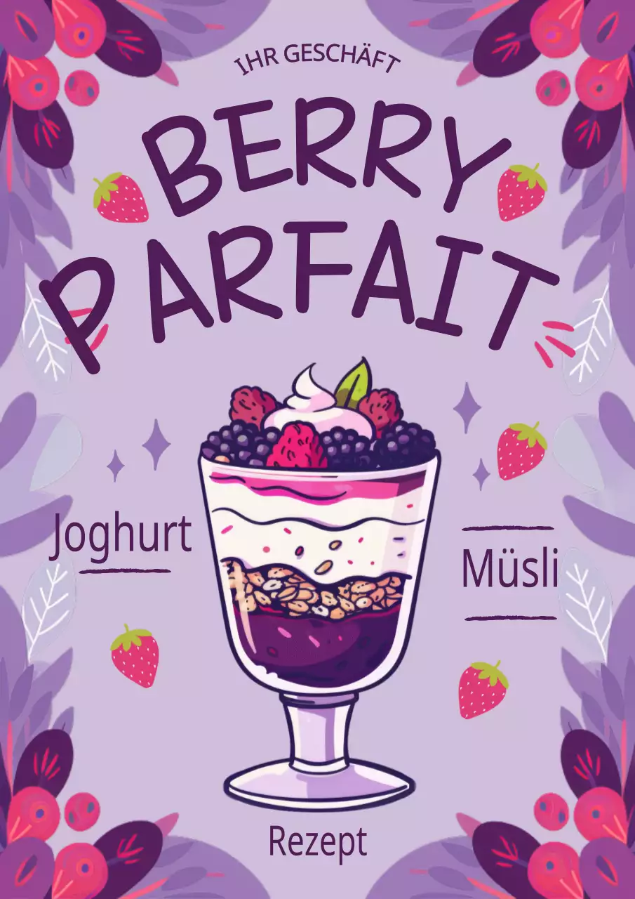 rosa und lila tropische Beerenparfait-Aktion