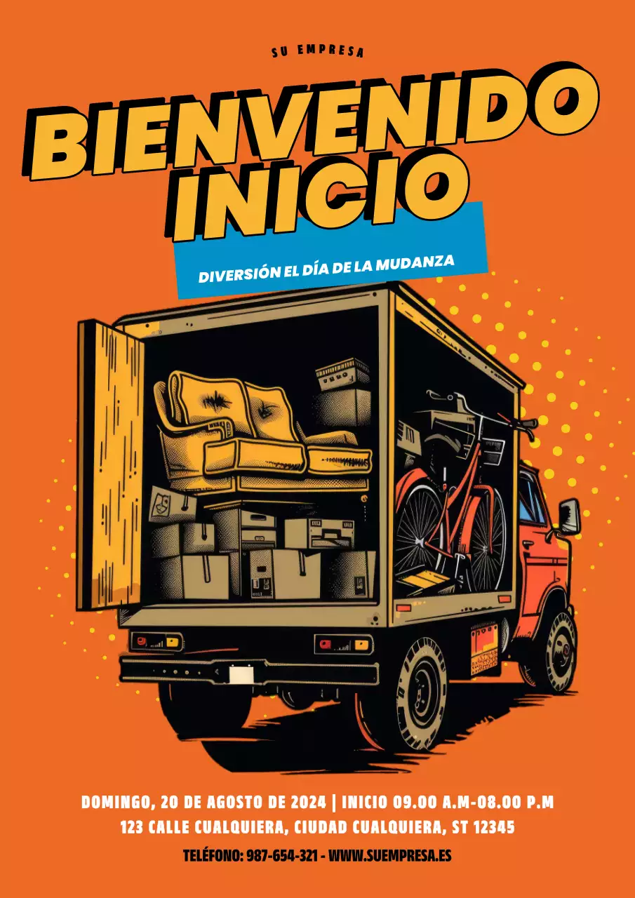 promoción amarilla y naranja para el día de la mudanza