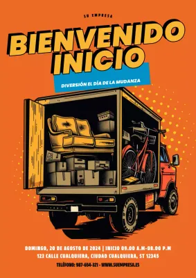 promoción amarilla y naranja para el día de la mudanza
