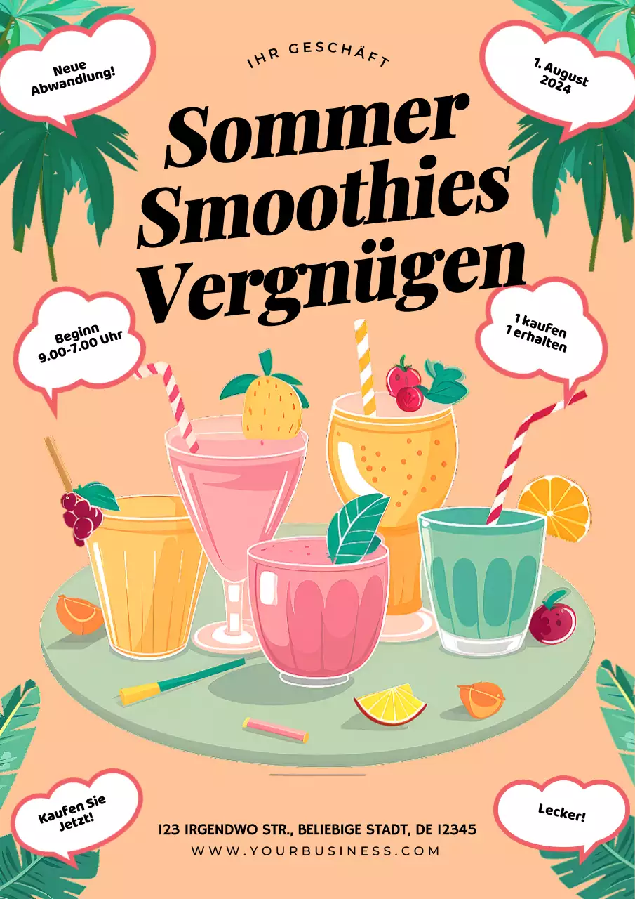 pinke und grüne moderne Sommer-Smoothies Getränkewerbung