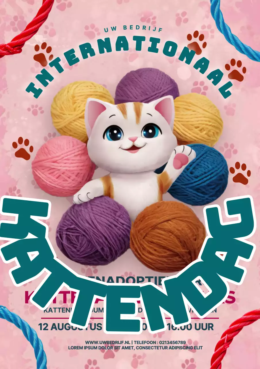 Roze en groene moderne kat dagpromotie