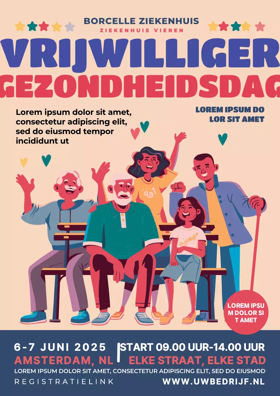 beige en blauw moderne vrijwilligersdag promotie