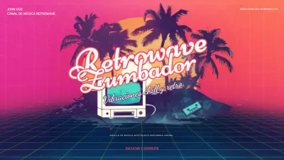 Anuncio del canal de Youtube de música retro rosa y roja