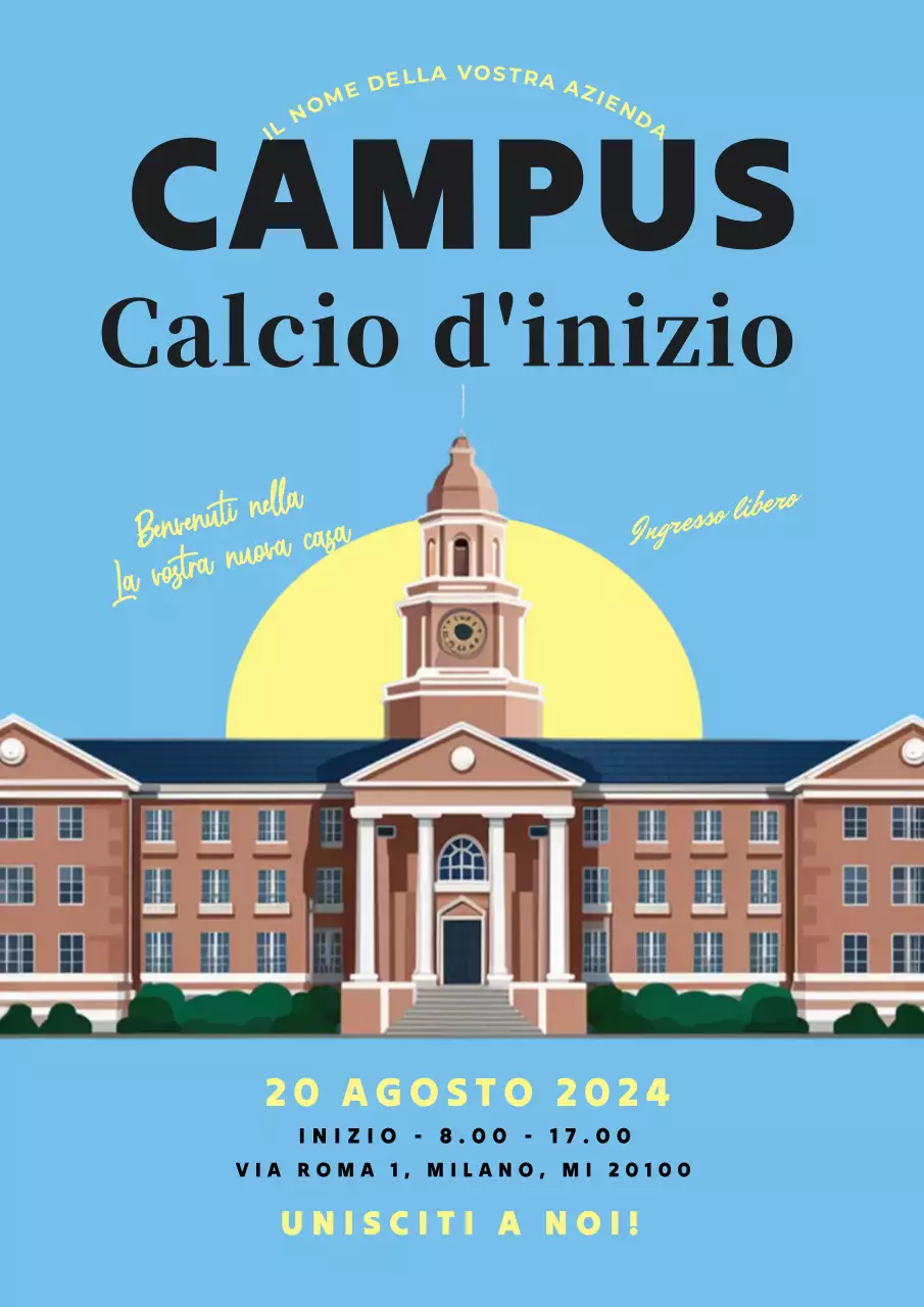 invito Campus vintage blu e giallo