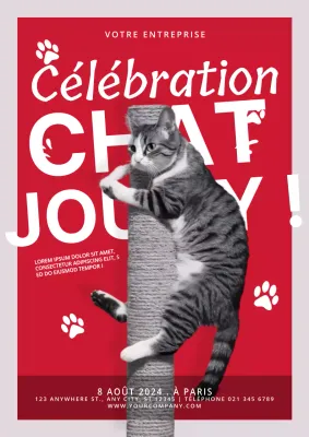 promotion de la journée du chat moderne rouge et blanc
