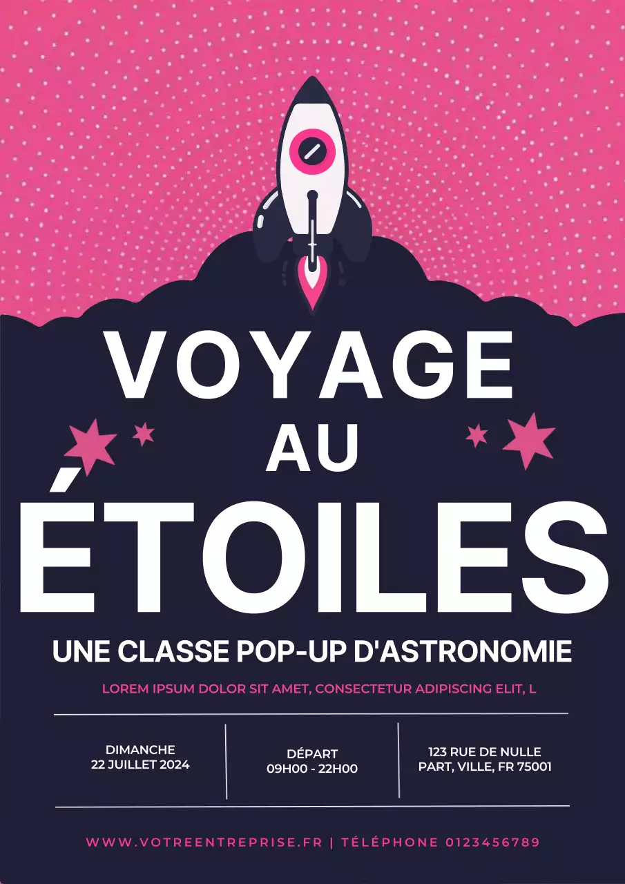 Promotion de la classe d'astronomie moderne en noir et rose