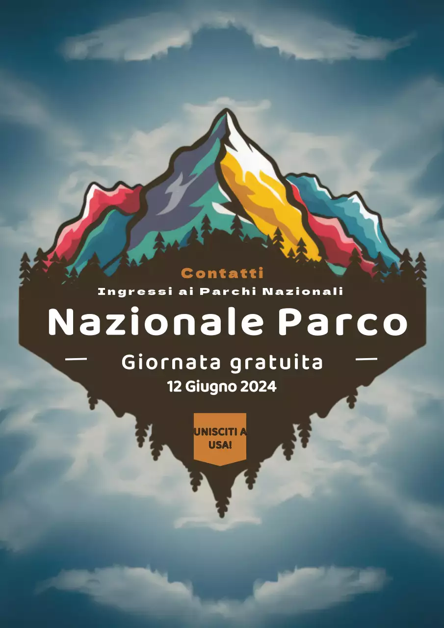 invito al parco nazionale retrò in marrone e blu