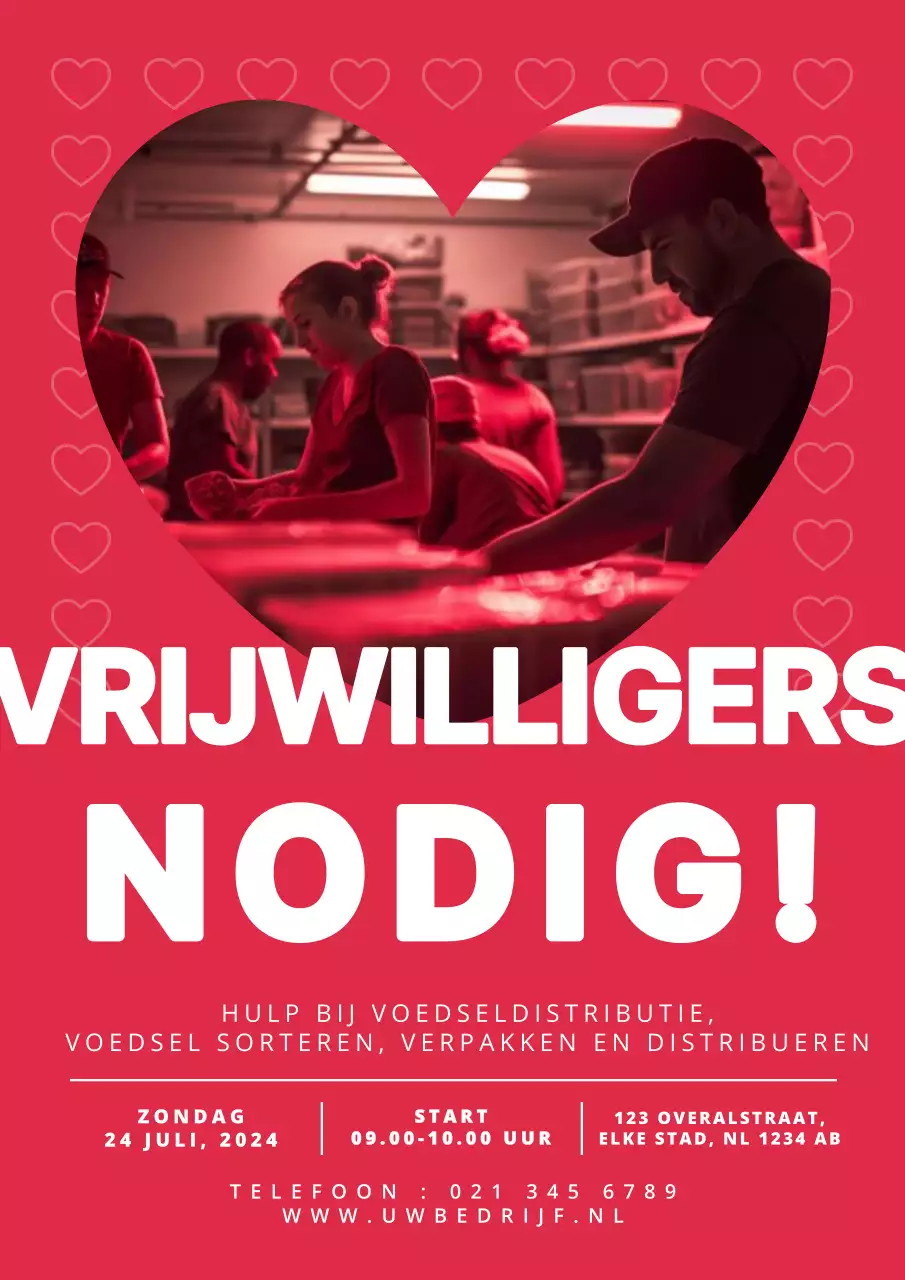rood-wit modern vrijwilliger gezocht promotie