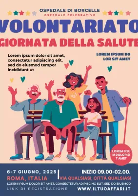 promozione del giorno del volontariato moderno beige e blu