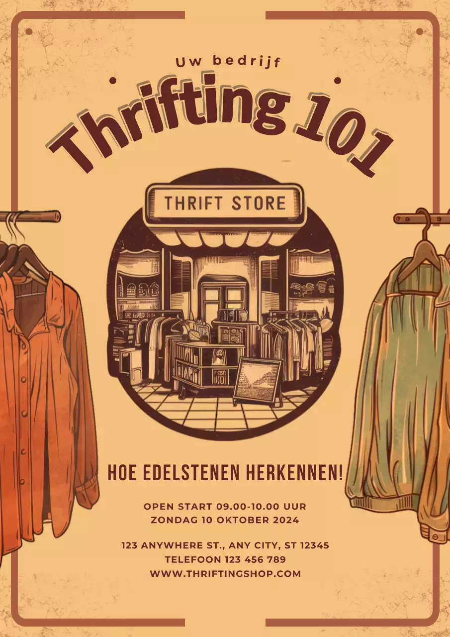 beige en bruin retro kringloopwinkelpromotie