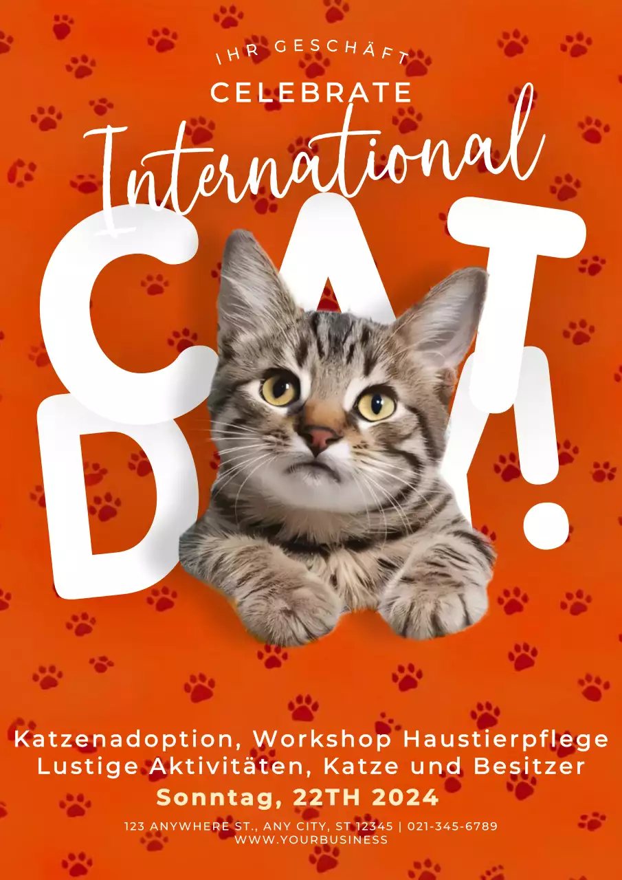 Rote und weiße moderne Katze Tag Einladung