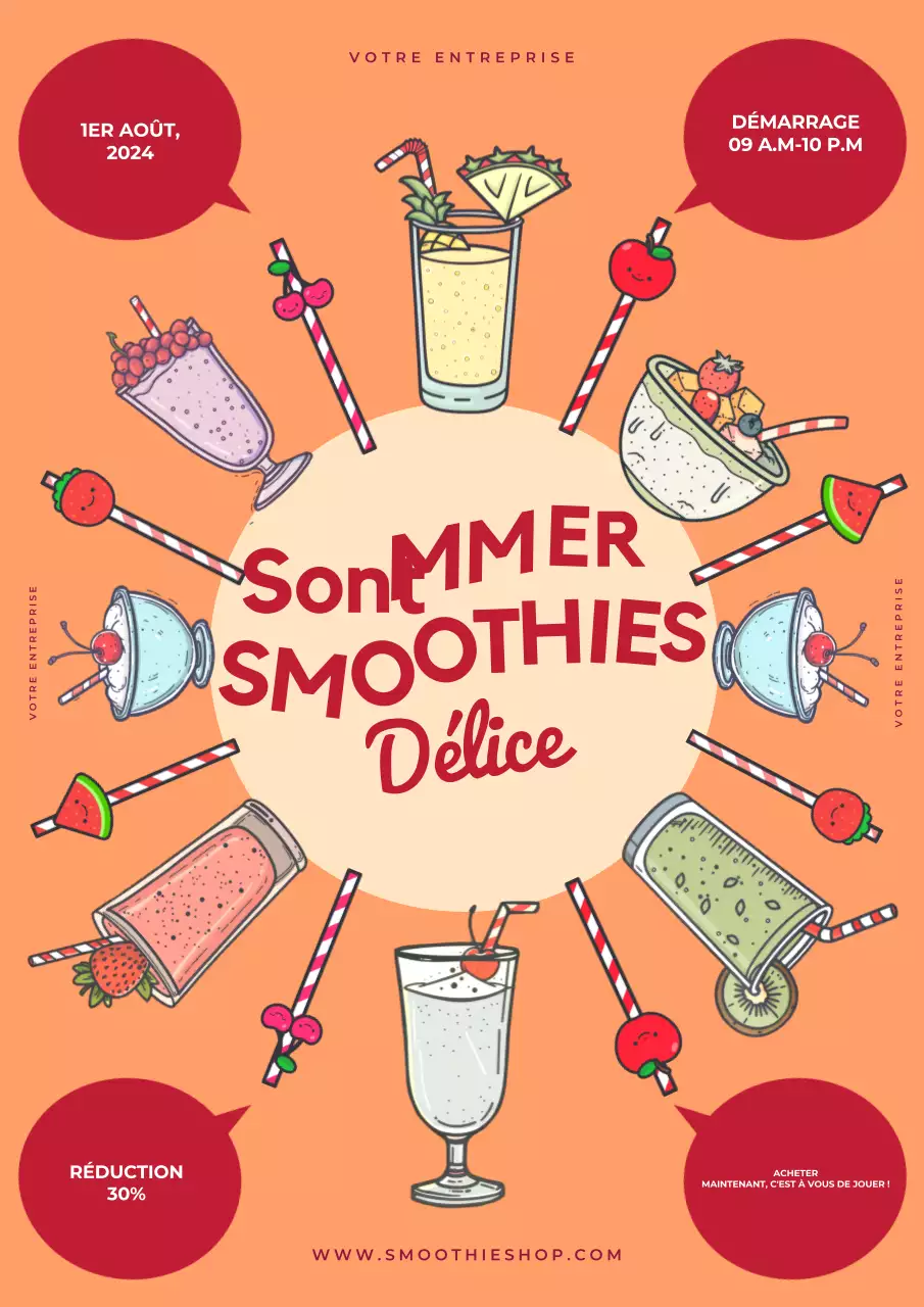 promotion de smoothies d'été orange et marron pop
