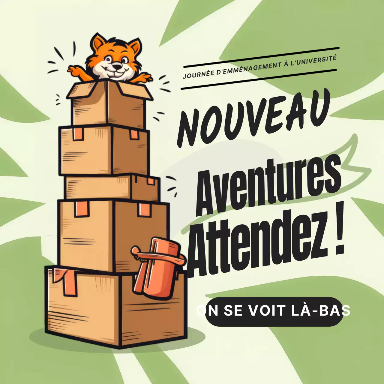 promotion de la journée d'emménagement de l'université simple vert et blanc