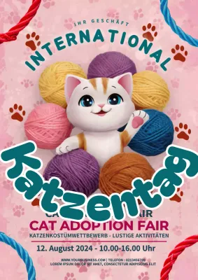 Rosa und grün moderne Katze Tag Förderung