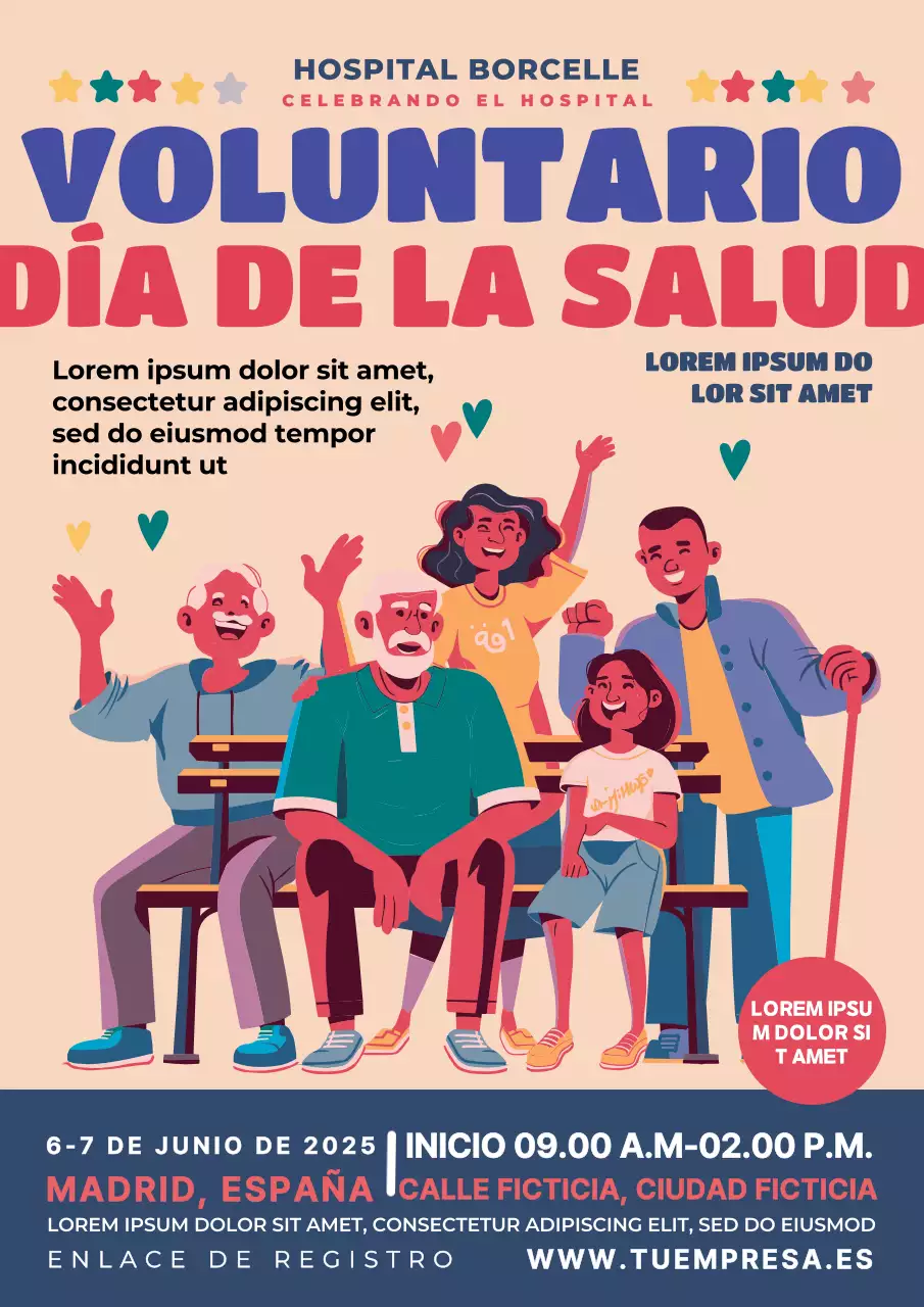 beige y azul promoción día del voluntario moderno