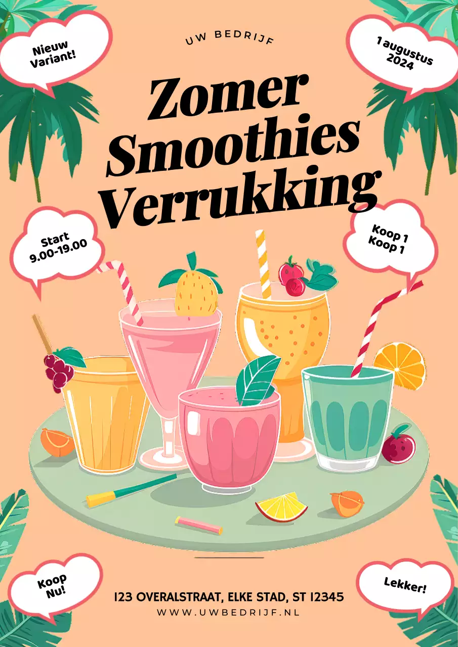 roze en groen moderne zomer smoothies drank promotie