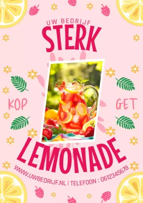 roze en gele moderne aardbeienlimonade promotie
